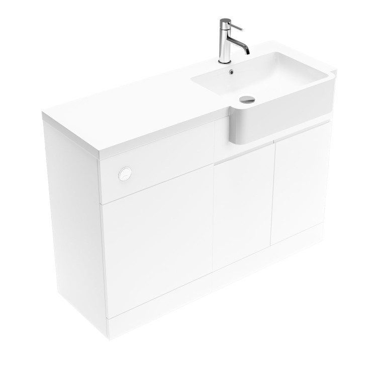 1100mm White Right Hand Toilet and Sink Unit with Chrome Fittings - Unit & Basin Only - Bali