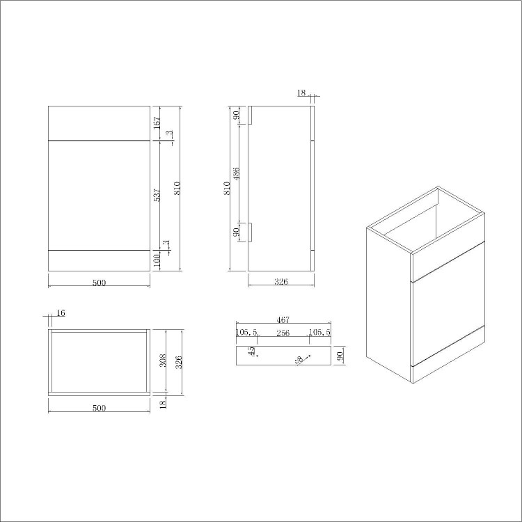 1100mm Grey Right Hand Toilet and Sink Unit with Square Toilet and Chrome Fittings - Bali