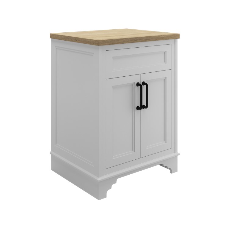 600mm White Freestanding Countertop Vanity Unit - Camden