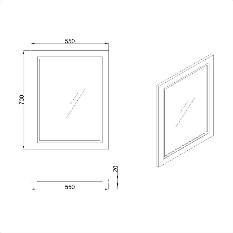 Rectangular Green Bathroom Mirror 550 x 700mm - Camden