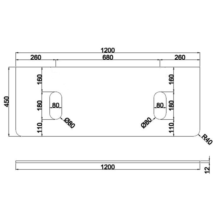 1200mm White Wall Hung Countertop Double Vanity Unit with Basins and Brass Handles - Empire