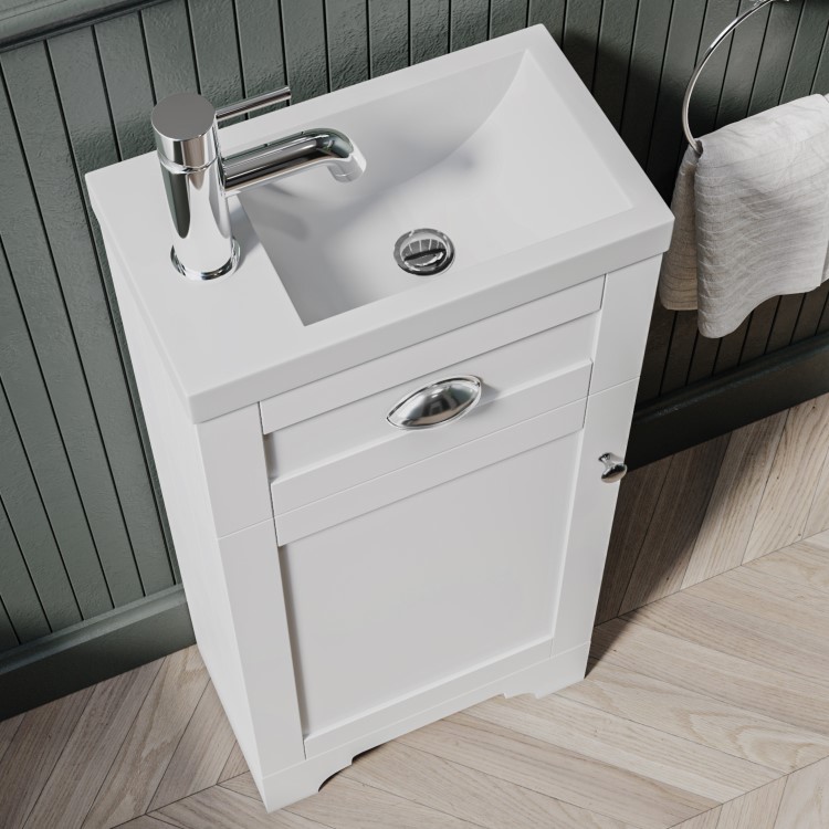 400mm White Cloakroom Vanity Unit with Basin - Baxenden