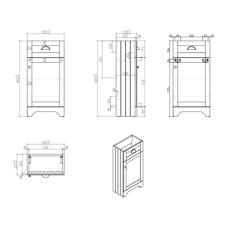 400mm White Cloakroom Vanity Unit with Basin - Baxenden