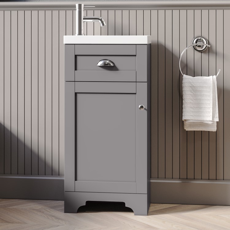 400mm Grey Cloakroom Vanity Unit with Basin - Baxenden