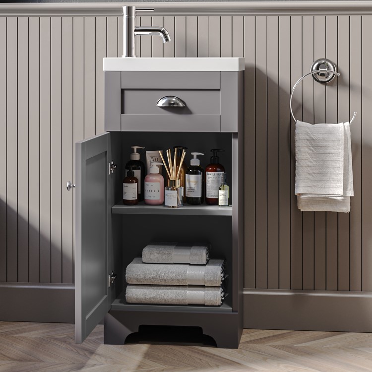 400mm Grey Cloakroom Vanity Unit with Basin - Baxenden