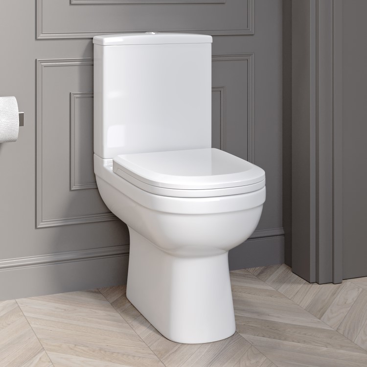 Close Coupled Toilet and Grey Vanity Unit Traditional Bathroom Suite - Baxenden