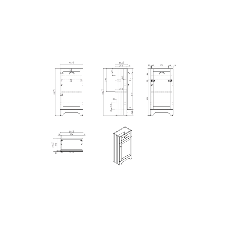 Close Coupled Toilet and Grey Vanity Unit Traditional Bathroom Suite - Baxenden