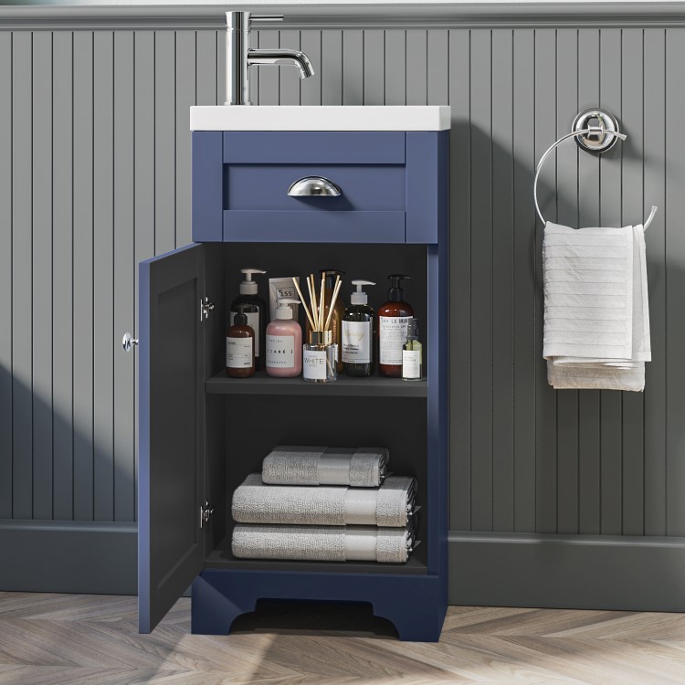 400mm Blue Cloakroom Vanity Unit with Basin - Baxenden