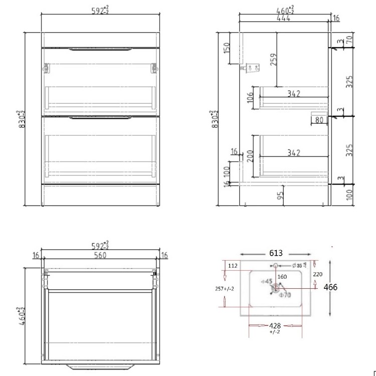 600mm Blue Freestanding Vanity Unit with Matt Basin - Sion