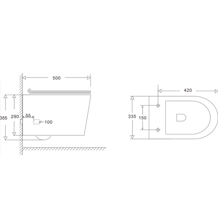 Wall Hung Toilet with Soft Close Seat Frame Cistern and Black Flush - Alcor