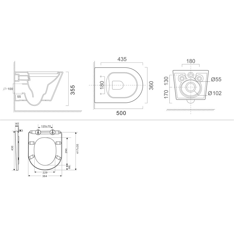 Wall Hung Rimless Toilet Grohe Cistern and Frame - Newport