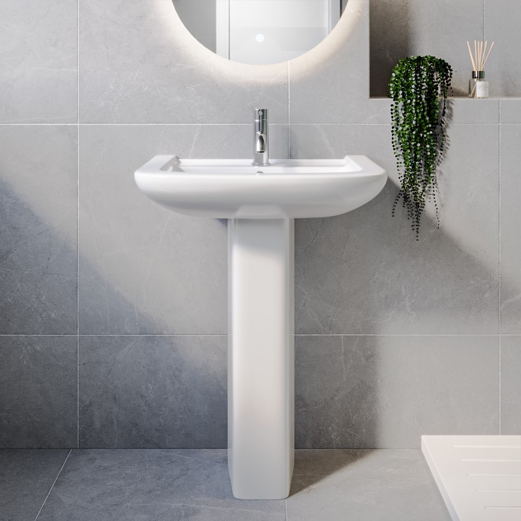 Rimless Close Coupled Toilet and Basin Suite - Ashford