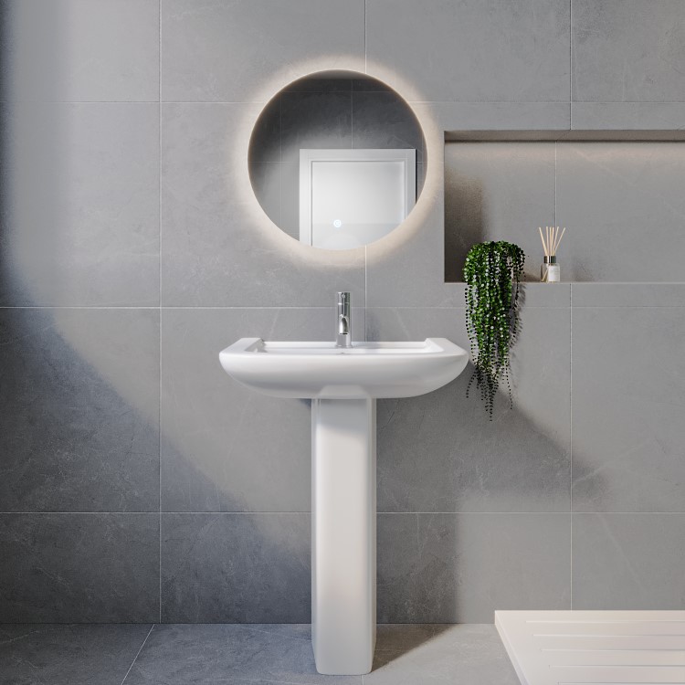 Modern Pedestal Basin 605mm - Ashford