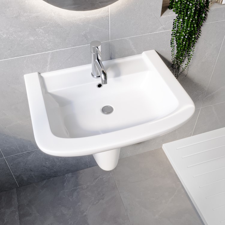 Modern Semi Pedestal Basin 605mm - Ashford