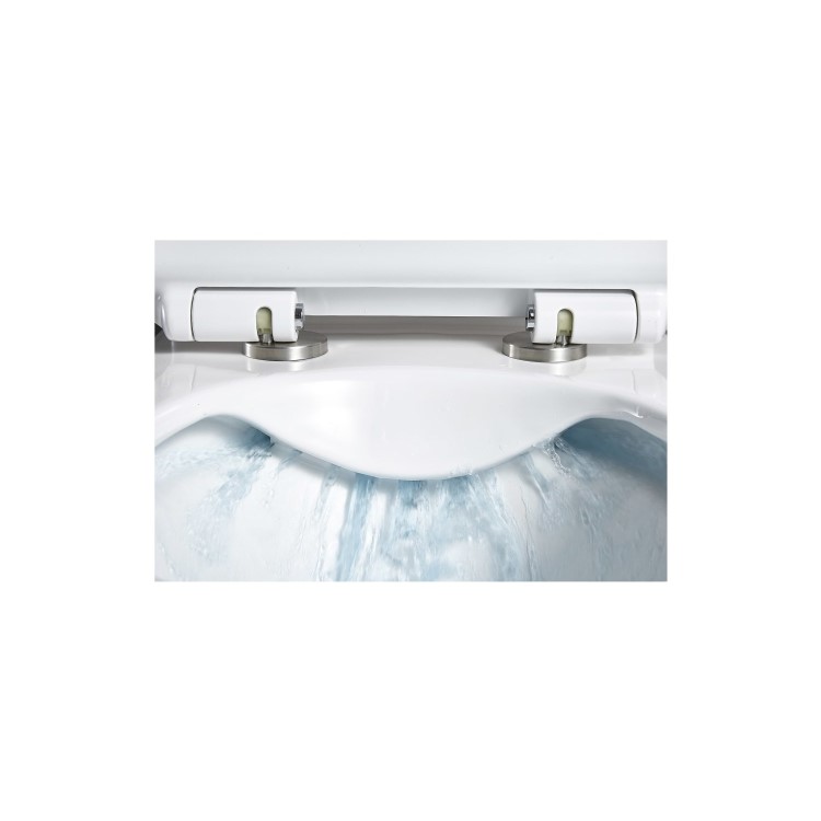 Wall Hung Rimless Toilet with Soft Close Seat Frame Cistern and Chrome Flush - Santiago