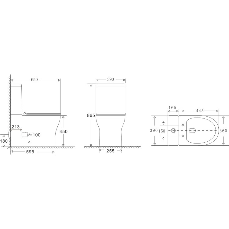 Indiana Rimless Comfort Height CC WC and Soft Close Slim Seat and Detroit Wall Hung Basin Suite