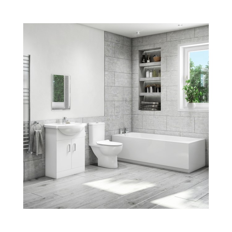 Grade A1 - Close Coupled Rimless Short Projection Toilet with Slim Soft Close Seat - Venice