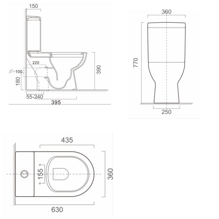 Close Coupled Rimless Short Projection Toilet with Soft Close Slim Seat - Venice