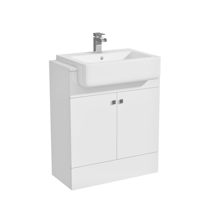 670mm White Freestanding Vanity Unit with Basin - Harper