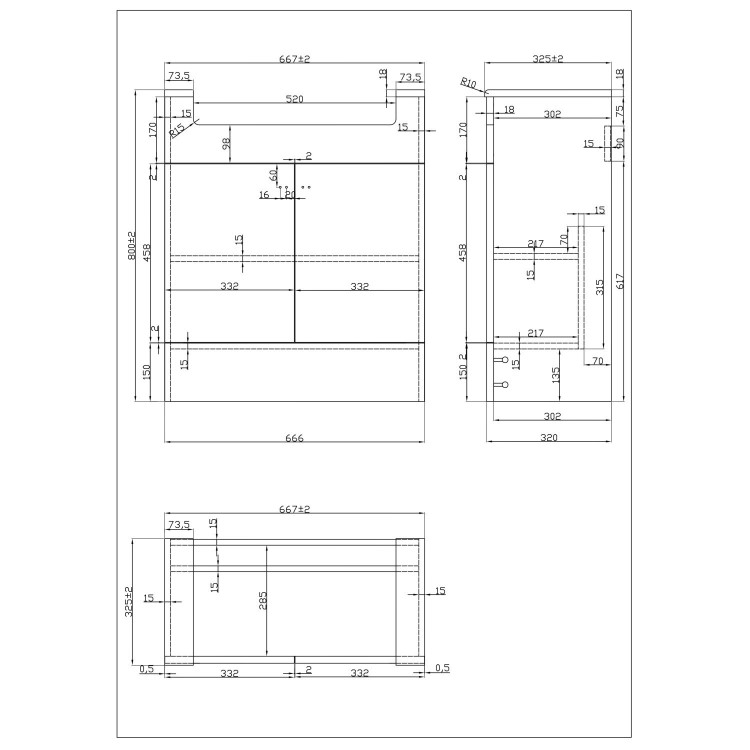 670mm White Freestanding Vanity Unit with Basin - Harper