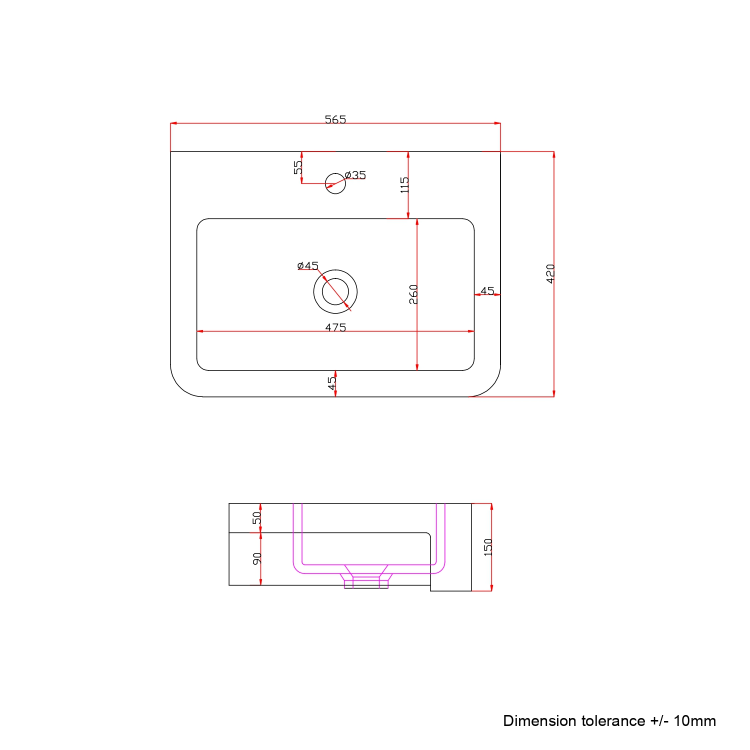 670mm White Freestanding Vanity Unit with Basin - Harper