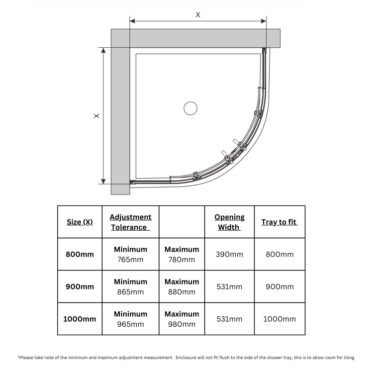 Black 8mm Glass Quadrant Shower Enclosure 900mm - Pavo