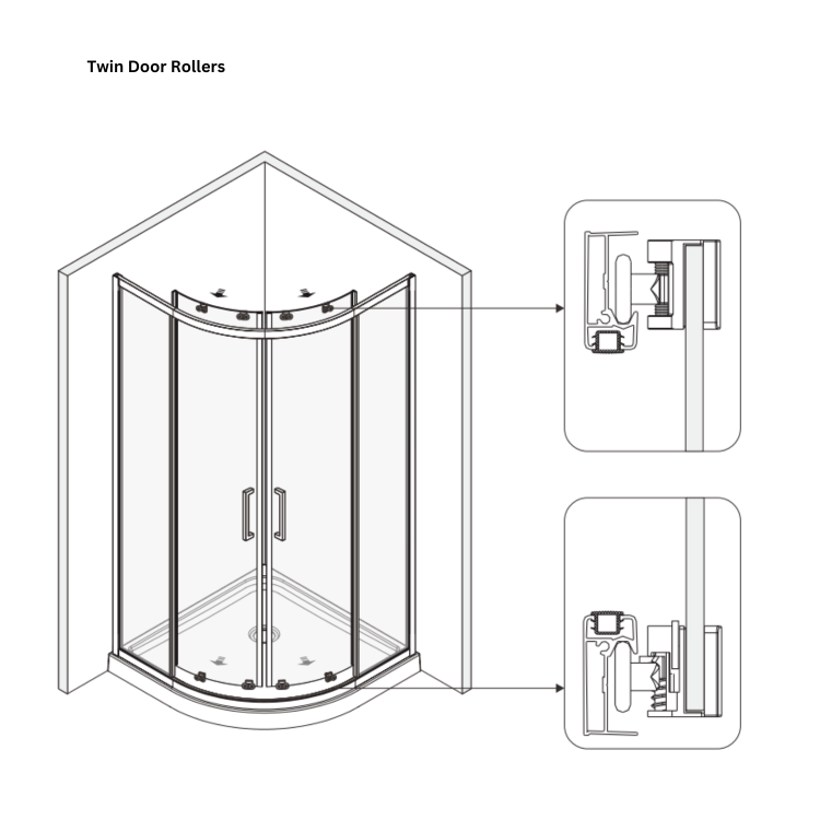 Black 8mm Glass Quadrant Shower Enclosure with Shower Tray 900mm - Pavo