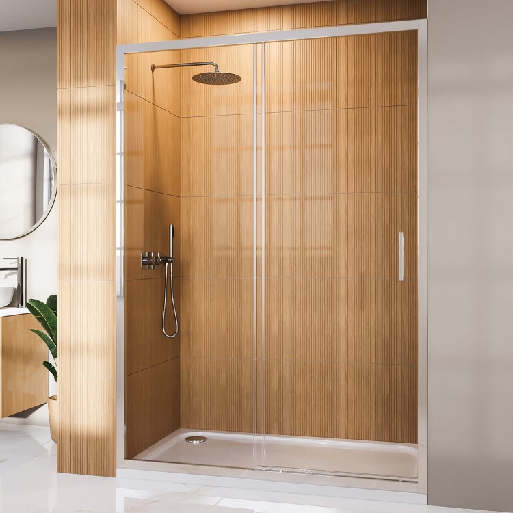 1400mm Chrome Sliding Shower Door 8mm Glass - Pavo