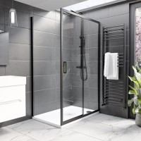 Black 8mm Glass Rectangular Sliding Shower Enclosure 1200x800mm - Pavo