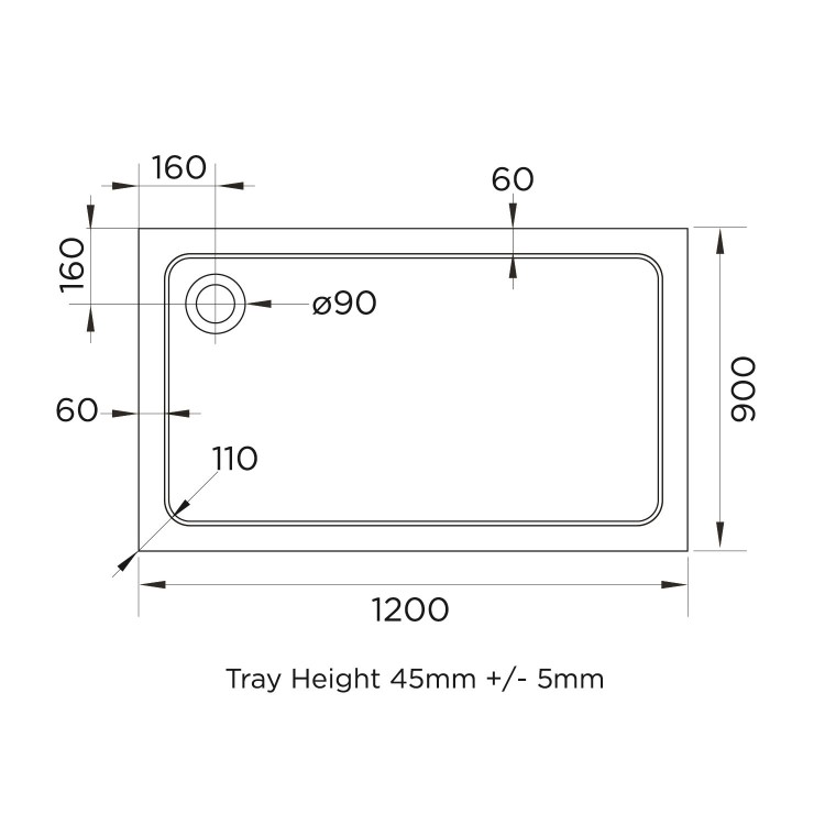 Black 8mm Glass Rectangular Sliding Shower Enclosure with Shower Tray 1200x900mm - Pavo