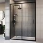 1700mm Black Sliding Shower Door 8mm Glass - Pavo