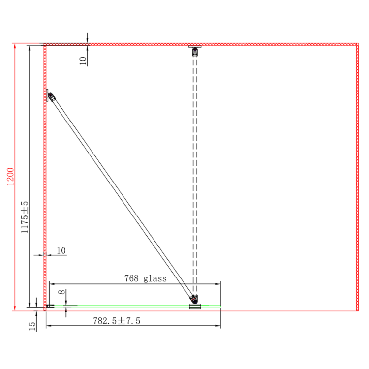 1400x900mm Frameless Wet Room Shower Screen with Shower Tray - Corvus