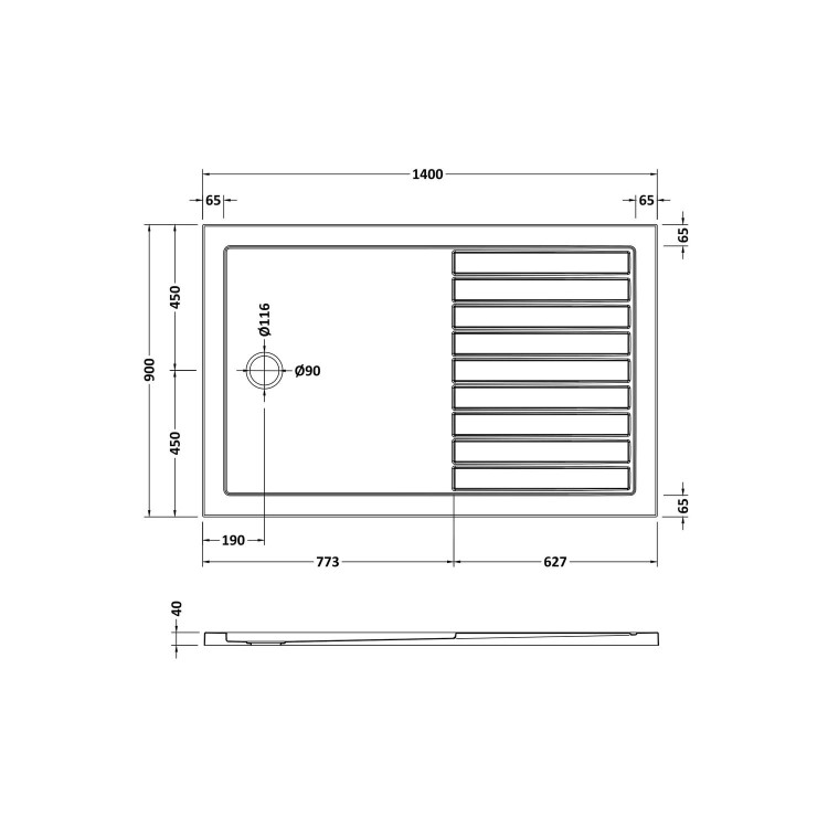 1400x900mm Chrome Walk In Shower Screen Enclosure with 300mm Hinged Flipper Panel and Shower Tray - Corvus