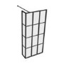 800mm Wet Room Shower Screen Black Grid Framework with 300mm Fixed Panel and Wall Support Bar - Nova