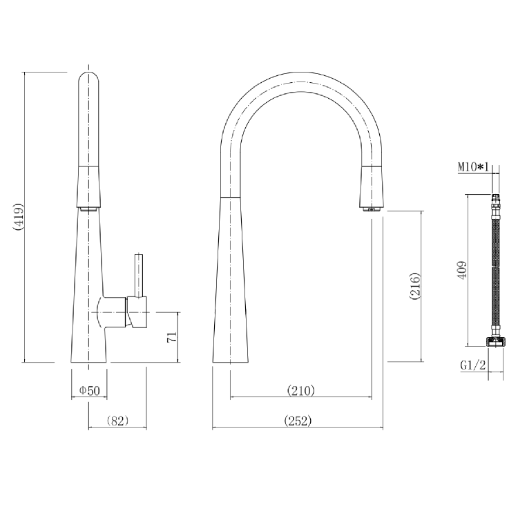 1 Bowl Isabella Reversible Stainless Steel Kitchen Sink & Olney Chrome Pull Out Kitchen Mixer Tap