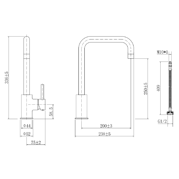 1 Bowl Amelia Reversible Composite Kitchen Sink & Elwood Black Kitchen Mixer Tap