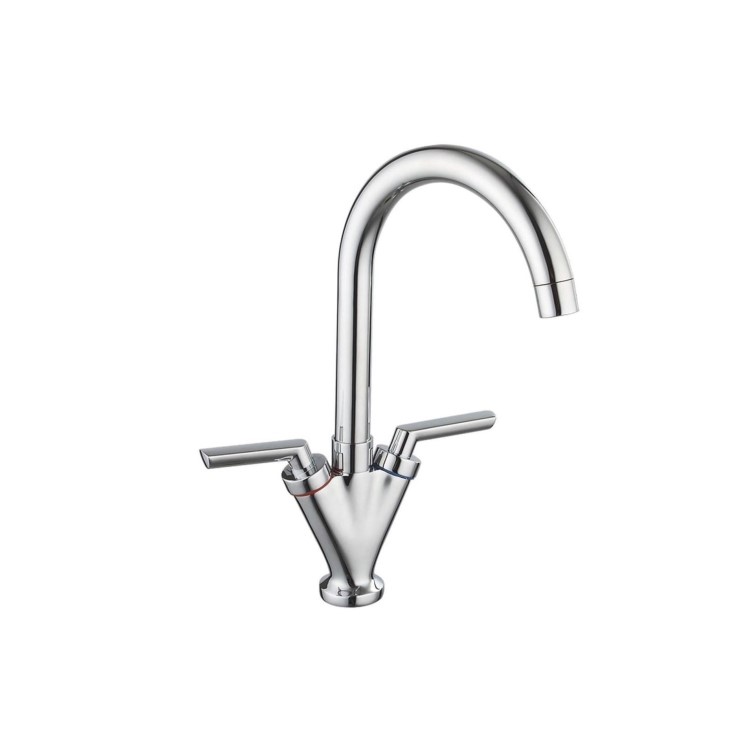 1.5 Bowl White Granite Undermount Kitchen Sink & Chrome Kitchen Mixer Tap - Enza Madison