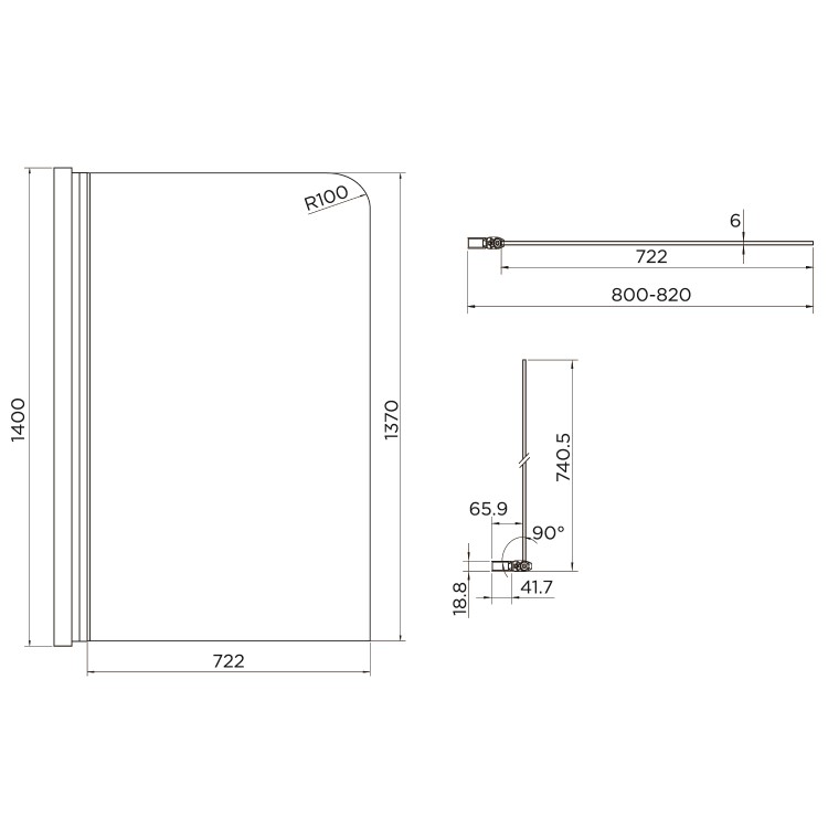 J Shape Shower Bath Left Hand with Front Panel & Chrome Bath Screen 1700 x 750mm - Jersey