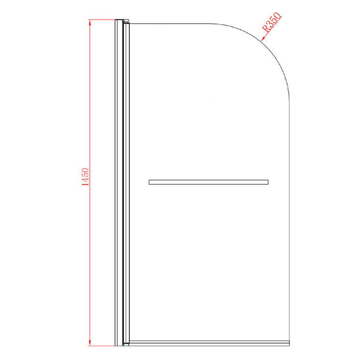 Black Hinged Shower Bath Screen 1450 x 775mm - Taurus