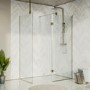 1400x900mm Nickel Walk In Shower Enclosure with Flipper Panel - Live Your Colour