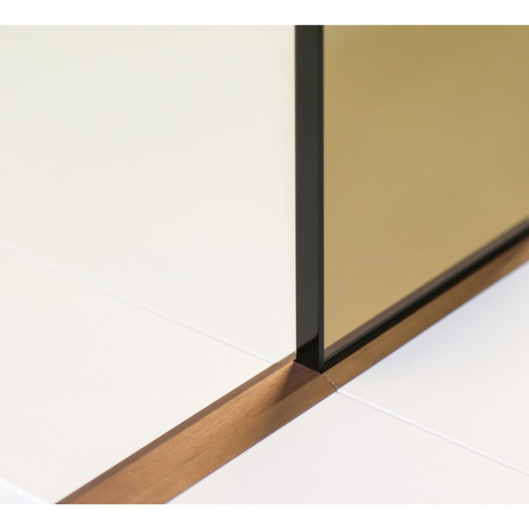 700mm Wet Room Shower Screen Bronze Frameless with 350mm Hinged Flipper Panel and Wall Support Bar - Live Your Colour