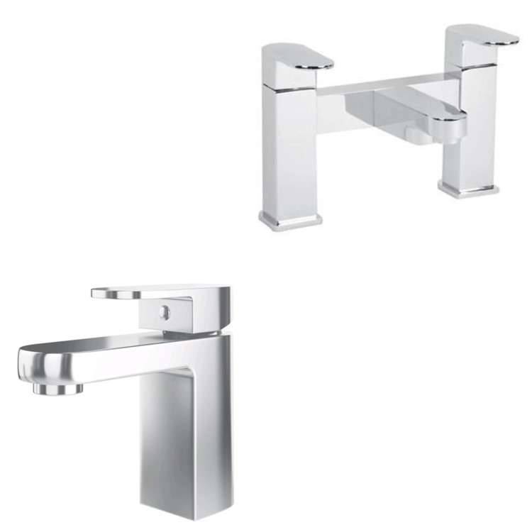 Chrome Bath and Basin Tap Set - Como