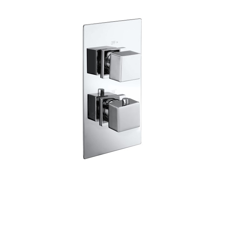 Chrome Single Outlet Ceiling  Mounted Thermostatic Mixer Shower Set - Cube