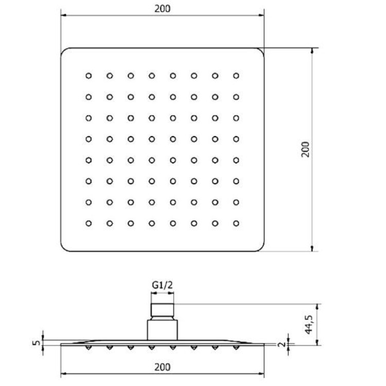 200mm Ultra Thin Square Shower Head