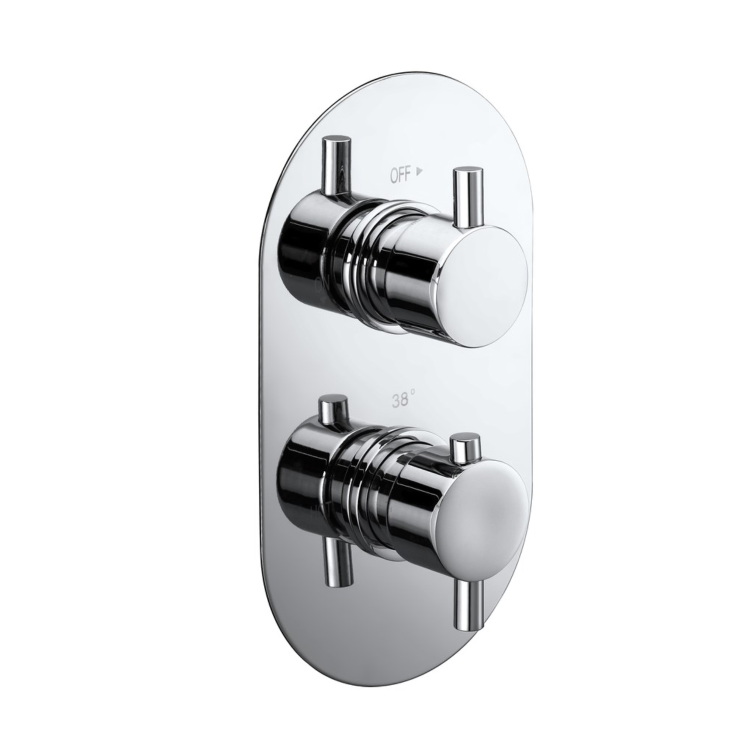 Chrome Dual Outlet Mixer Shower Set With Hand Shower and Pencil Bath Filler Spout - Arissa