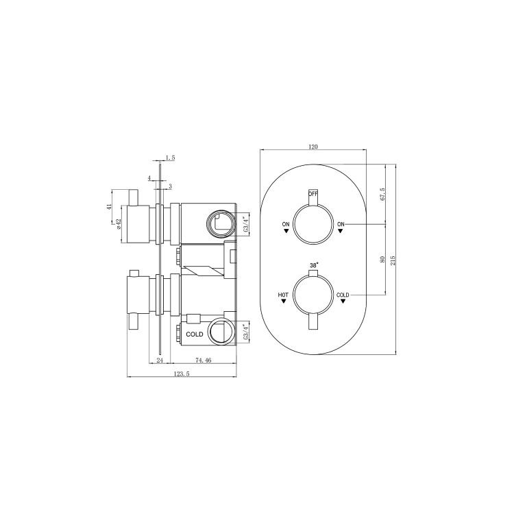 Chrome Dual Outlet Ceiling Mounted Thermostatic Mixer Shower Set With Hand Shower - Arissa