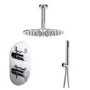 Chrome Dual Outlet Ceiling Mounted Thermostatic Mixer Shower Set With Hand Shower - Arissa