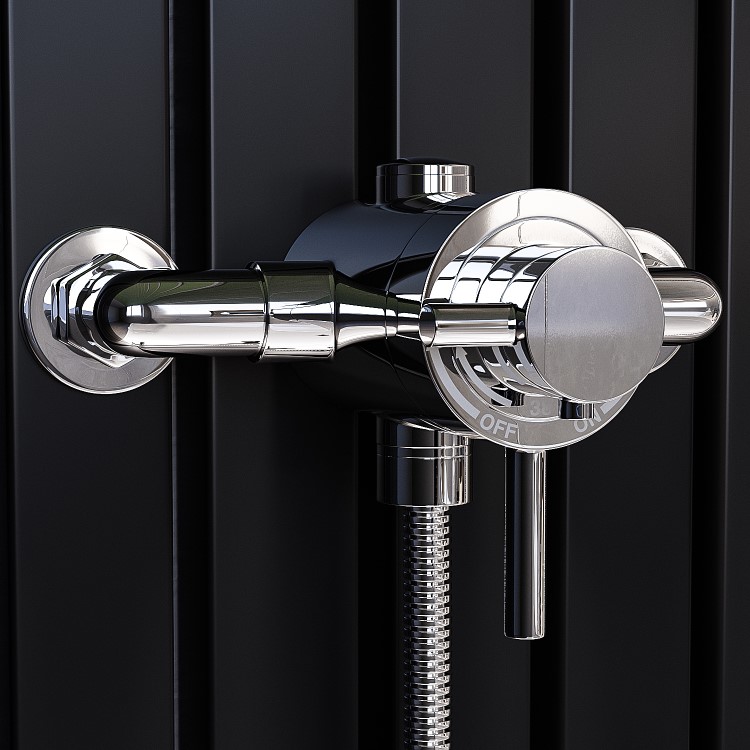 Chrome Thermostatic Mixer Shower Set With Traditional Round Slide Rail Kit - Volta