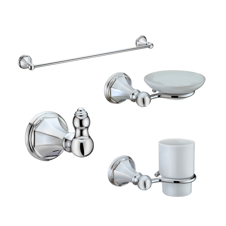 Chrome 4 Piece Bathroom Accessory Set- Oxbridge