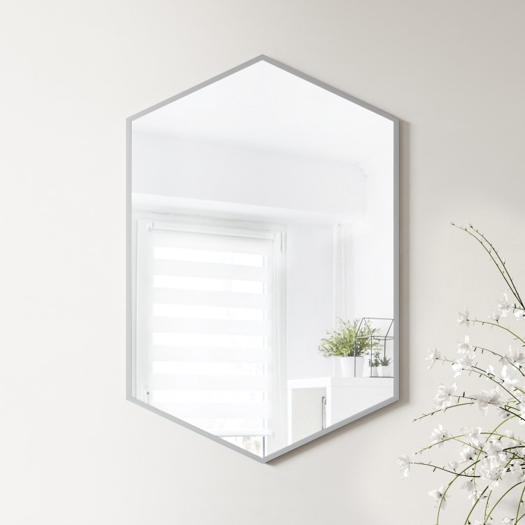 Hexagon Grey Wall Mirror - 50 x 75cm - Hexa